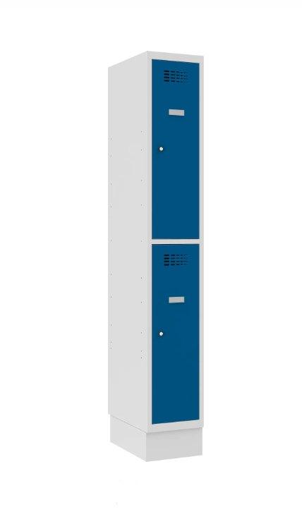 Metallkapp Classic 1R sokliga, 2 sektsiooni – helehall / sinine
