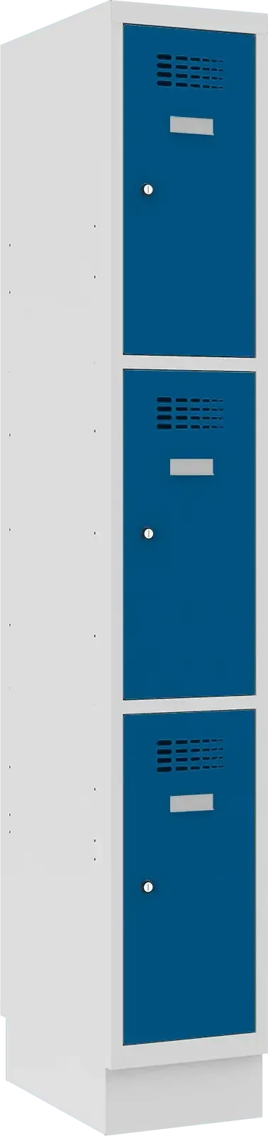 Metallkapp Classic 1R sokliga, 3 sektsiooni – helehall / sinine