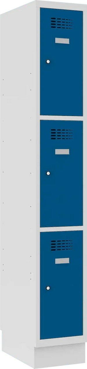Metallkapp Classic 1R sokliga, 3 sektsiooni – helehall / sinine