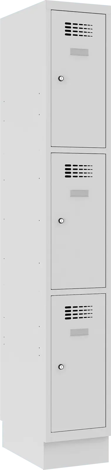 Metallkapp Classic 1R sokliga, 3 sektsiooni – helehall / helehall