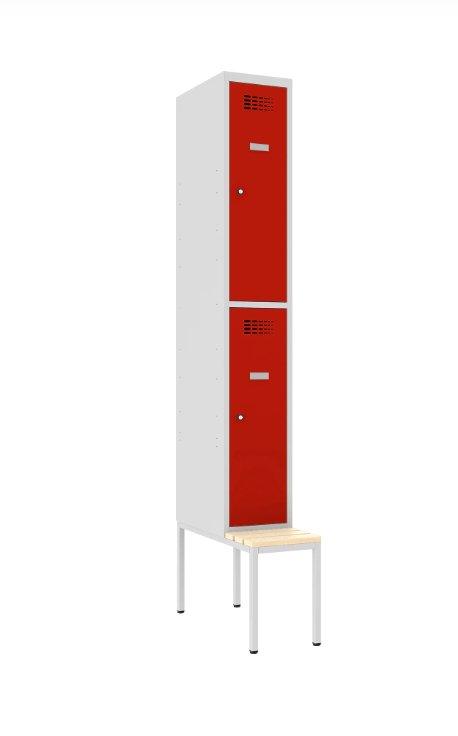 Metallkapp Classic 1R pingiga, 2 sektsiooni – helehall / punane