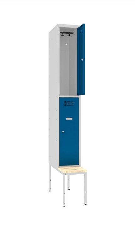 Metallkapp Classic 1R pingiga, 2 sektsiooni – helehall / sinine