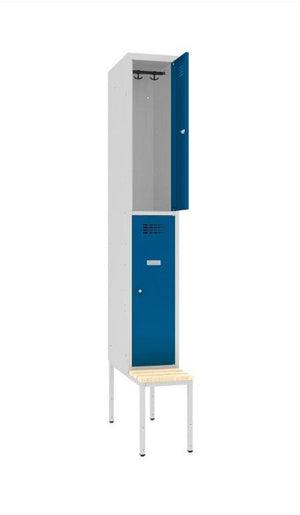Metallkapp Classic 1R pingiga, 2 sektsiooni – helehall / sinine