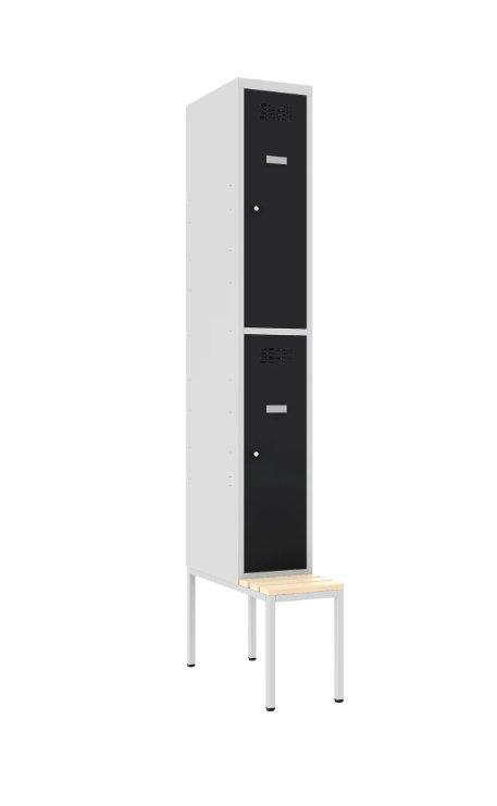 Metallkapp Classic 1R pingiga, 2 sektsiooni – helehall / must