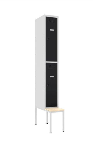 Metallkapp Classic 1R pingiga, 2 sektsiooni – helehall / must