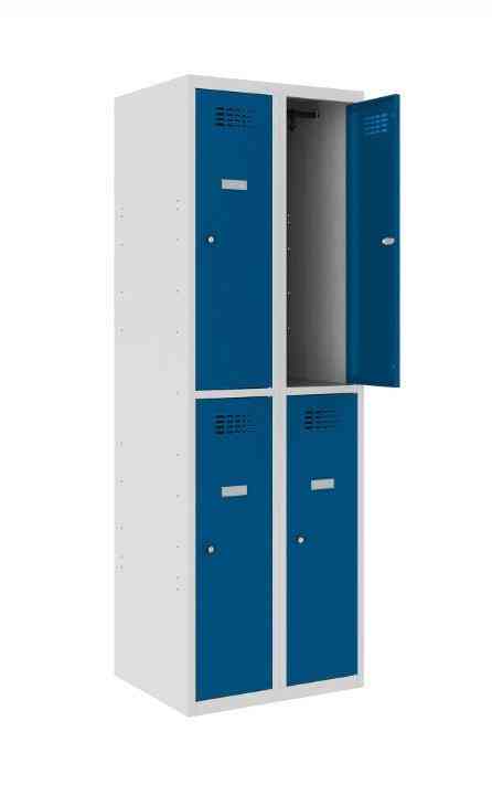 Metallkapp Classic 2R, 4 sektsiooni – helehall / sinine