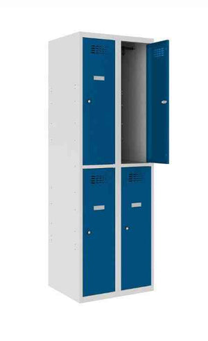 Metallkapp Classic 2R, 4 sektsiooni – helehall / sinine