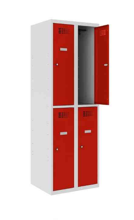 Metallkapp Classic 2R, 4 sektsiooni – helehall / punane