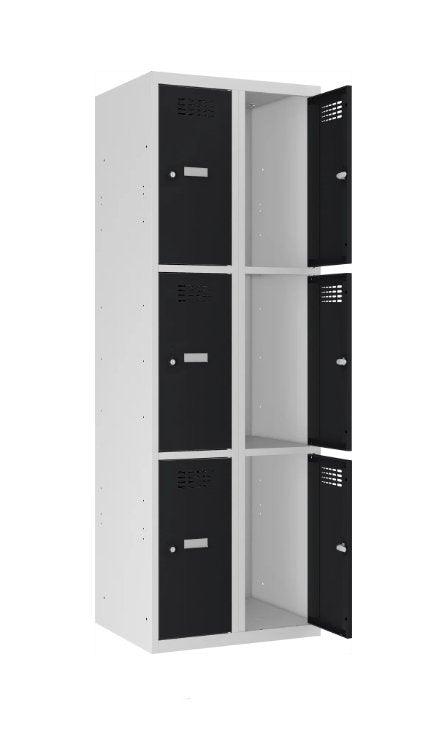 Metallkapp Classic 2R, 6 sektsiooni – helehall / must