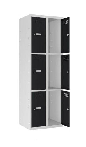 Metallkapp Classic 2R, 6 sektsiooni – helehall / must
