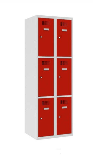 Metallkapp Classic 2R, 6 sektsiooni – helehall / punane