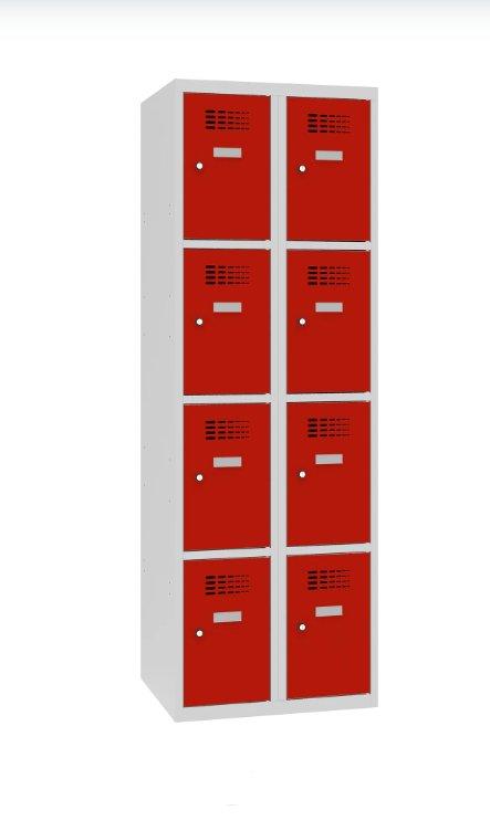 Metallkapp Classic 2R, 8 sektsiooni – helehall / punane