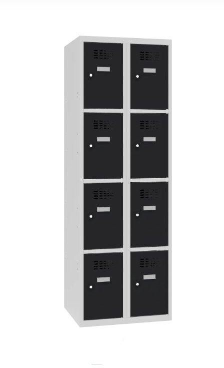 Metallkapp Classic 2R, 8 sektsiooni – helehall / must
