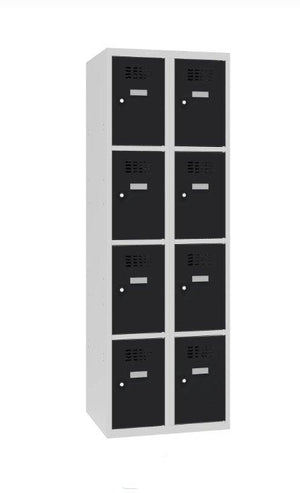 Metallkapp Classic 2R, 8 sektsiooni – helehall / must