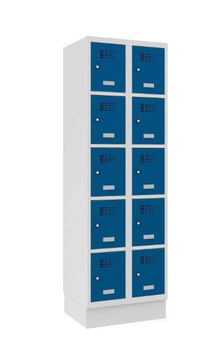 Metallkapp Classic 2R sokliga, 10 sektsiooni – helehall / sinine