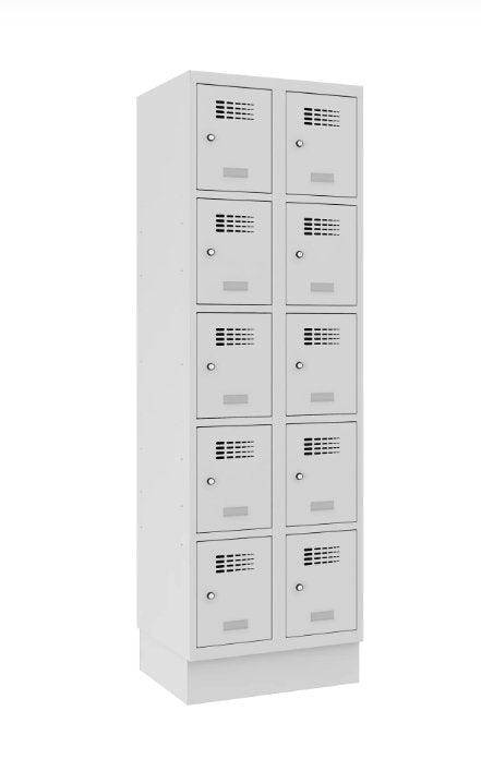 Metallkapp Classic 2R sokliga, 10 sektsiooni – helehall / helehall