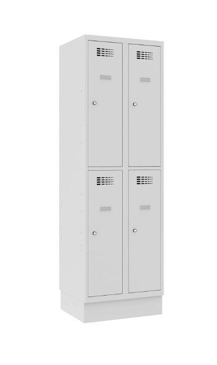 Metallkapp Classic 2R sokliga, 4 sektsiooni – helehall / helehall