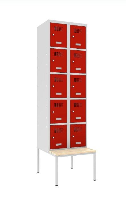 Metallkapp Classic 2R pingiga, 10 sektsiooni – helehall / punane