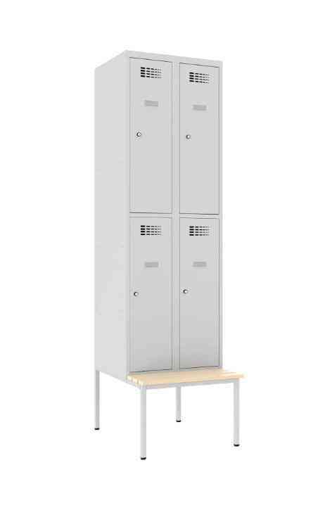 Metallist riidekapp Classic 2R pingiga, 4 sektsiooni – helehall / helehall