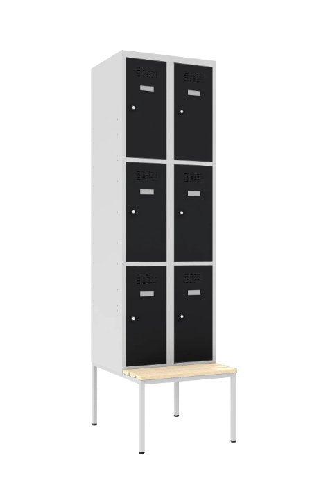 Metallkapp Classic 2R pingiga, 6 sektsiooni – helehall / must