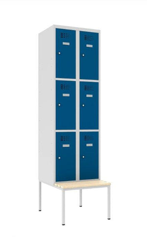 Metallkapp Classic 2R pingiga, 6 sektsiooni – helehall / sinine