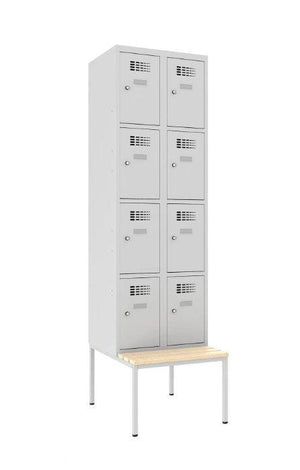 Metallist riidekapp Classic 2R pingiga, 8 sektsiooni – helehall / helehall