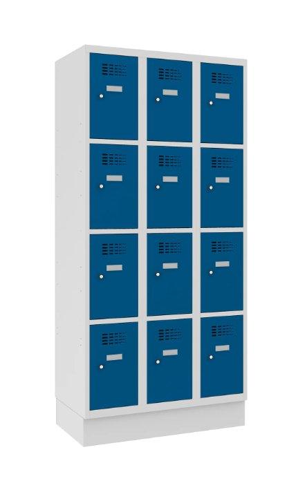 Metallkapp Classic 3R sokli ja 12 sektsiooniga – helehall / sinine