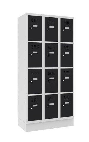 Metallkapp Classic 3R sokli ja 12 sektsiooniga – helehall / must
