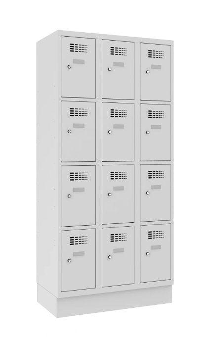 Metallkapp Classic 3R sokli ja 12 sektsiooniga – helehall / helehall