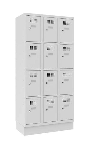 Metallkapp Classic 3R sokli ja 12 sektsiooniga – helehall / helehall