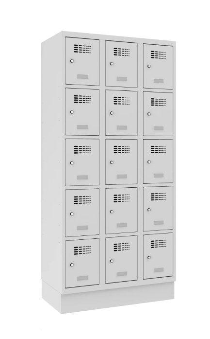 Metallkapp Classic 3R sokliga, 15 sektsiooni – helehall / helehall