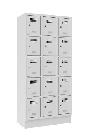Metallkapp Classic 3R sokliga, 15 sektsiooni – helehall / helehall