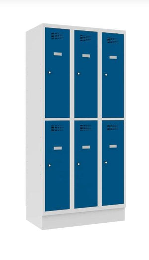 Classic 3R metallkapp sokliga, 6 sektsiooni – helehall / sinine