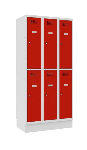 Classic 3R metallkapp sokliga, 6 sektsiooni – helehall / punane