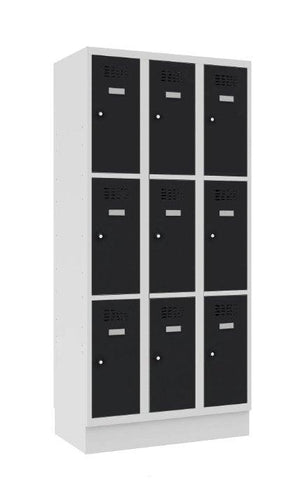 Metallkapp Classic 3R sokliga, 9 sektsiooni – helehall / must