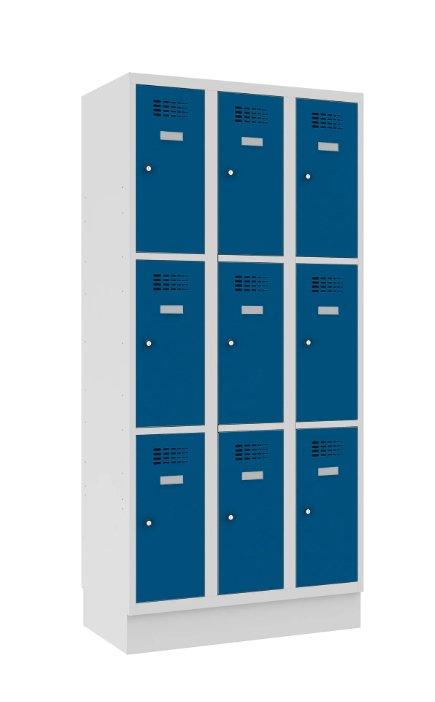 Metallkapp Classic 3R sokliga, 9 sektsiooni – helehall / sinine