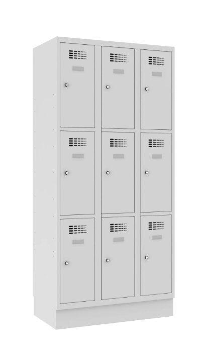 Metallkapp Classic 3R sokliga, 9 sektsiooni – helehall / helehall