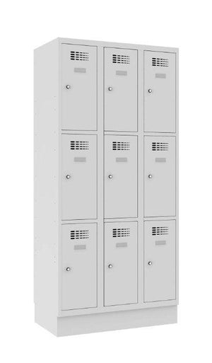 Metallkapp Classic 3R sokliga, 9 sektsiooni – helehall / helehall