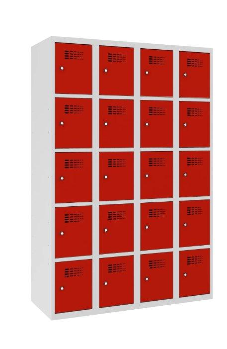 Metallkapp Classic 4R 20 lahtriga – helehall / punane
