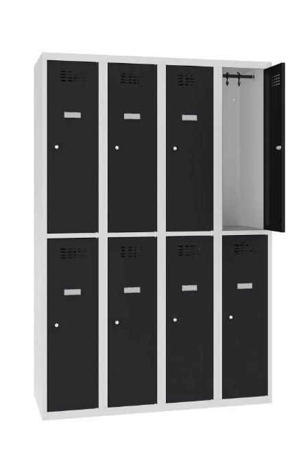 Metallkapp Classic 4R, 8 sektsiooni – helehall / must