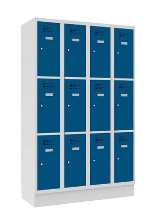 Metallkapp Classic 4R sokliga, 12 sektsiooni – helehall / sinine