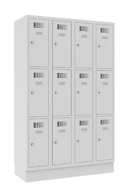 Metallkapp Classic 4R sokliga, 12 sektsiooni – helehall / helehall