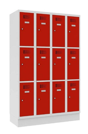 Metallkapp Classic 4R sokliga, 12 sektsiooni – helehall / punane