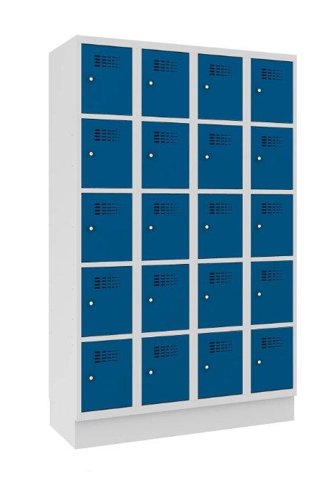 Metallkapp Classic 4R sokliga, 20 sektsiooni – helehall / sinine