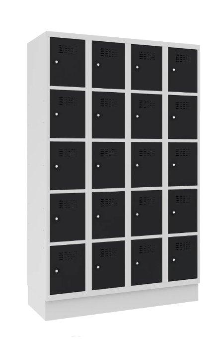 Metallkapp Classic 4R sokliga, 20 sektsiooni – helehall / must
