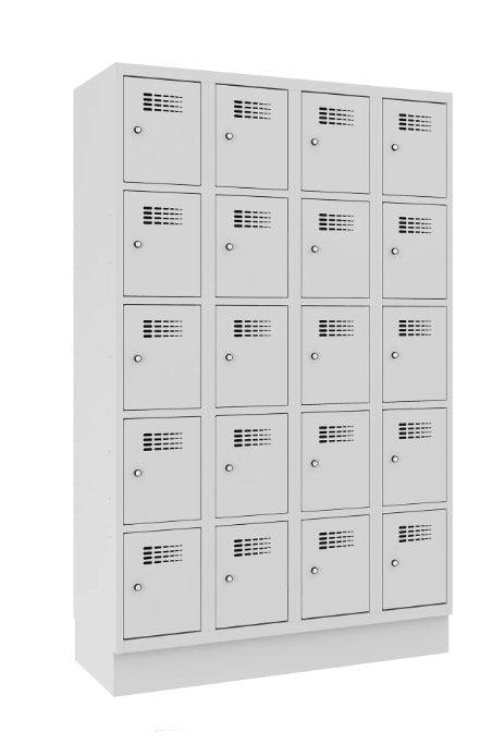 Metallkapp Classic 4R sokliga, 20 sektsiooni – helehall / helehall