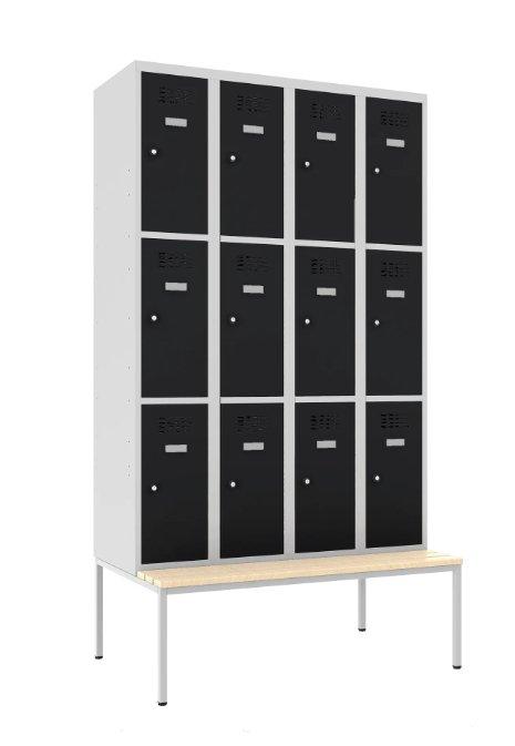 Metallkapp Classic 4R pingiga, 12 sektsiooni – helehall / must