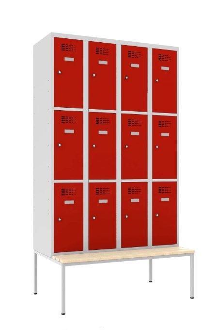 Metallkapp Classic 4R pingiga, 12 sektsiooni – helehall / punane