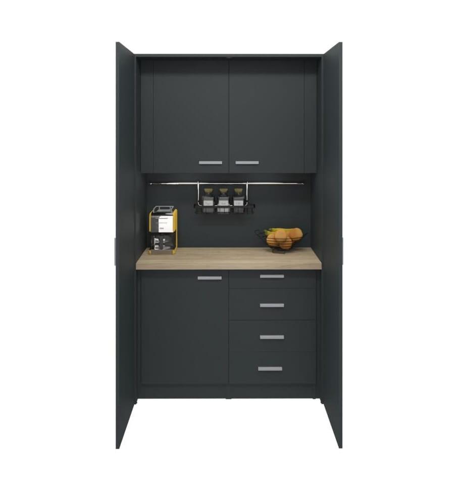 Mini kontoriköök Ergostock Graphite New York Oak