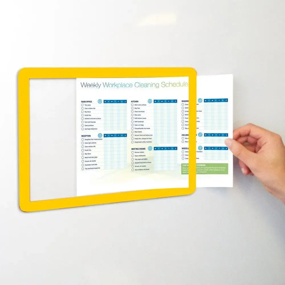 Isekleepuvad märgistuse hoidikud Frames4Docs A4, 10 tk, must/kollane